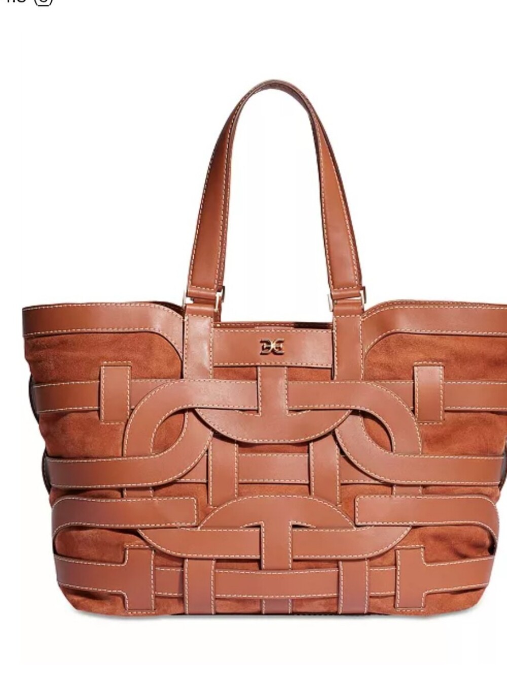 Sam Edelman Bay Large Leather Suede Shopper Woven Large Tote